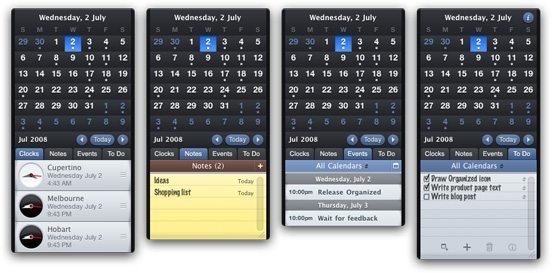 Organized widget